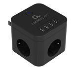 11010953 Cablexpert Сетевой фильтр Cube CUBE-3-U4-B-1.5 (3р, 10А, 4 х USB, 1.5м, ур.защиты 4+) черный, коробка