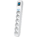 Фильтр Сетевой фильтр ZIS PILOT L (GP), 1,8м, 5+1 розетка, 10А/2,2кВт, св.серый (внешний вид б/у)