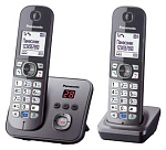 789524 Р/Телефон Dect Panasonic KX-TG6822RUM серый металлик (труб. в компл.:2шт) автооветчик АОН