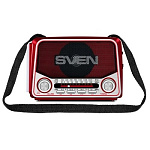 1858027 SVEN SRP-525, красный, радиоприемник, мощность 3 Вт (RMS), FM/AM/SW, USB, microSD, фонарь, встроенный аккумулятор