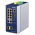 1000621772 коммутатор/ PLANET IP30 Industrial L2+/L4 8-Port 1000T 802.3at PoE + 2-Port 10/100/1000T + 2-Port 100/1000X SFP Full Managed Switch (-40 to 75 C,