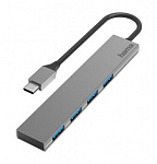 1444661 Разветвитель USB 3.2 Hama Slim 4порт. серый (00200101)