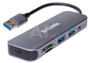 1871965 Разветвитель USB 3.0 D-Link DUB-1325/A2A 2порт. серый