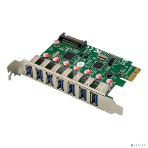 ORIENT VA-3U7PE, Контроллер PCI-Ex1, USB 3.2 Gen1 (USB 3.0), скорость до 5 Гбит/с, 7-port ext, VIA VL805+VL812 chipset, разъем доп.питания, oem (31110 ORIENT VA-3U7PE, Контроллер PCI-Ex1, USB 3.2 Gen1 (USB 3.0), скорость до 5 Гбит/с, 7-port ext, VIA VL805+VL812 chipset, разъем доп.питания, oem (31110
