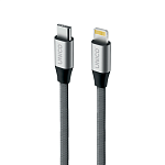 DCTYPEC8PINUNC Кабель UNICO USB-С - lightning , 2,1А, 5V/3A, 9V/2A, Power Delivery, 480 Мбит/с, нейлон, металл, 1м, серый, RTL BOX