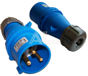 LAN-IEC-309-32A1P/M Вилка IEC 309 однофазная, папа, 32A, 250V, разборная, синяя