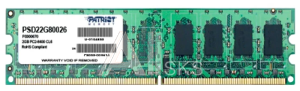 Patriot DDRII 2GB 800MHz UDIMM (PC-6400) CL6 1,8V (Retail) 128*8 PSD22G80026