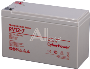 1000527480 Аккумуляторная батарея PS CyberPower RV 12-7 / 12 В 7,5 Ач Battery CyberPower Professional series RV 12-7, voltage 12V, capacity (discharge 20 h)