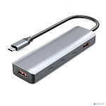 ORIENT CU-1041C, Type-C разветвитель USB 3.2 Gen2 (10 Гбит/c), порты: 2xUSB-A + 2xUSB-C, порт USB-C для доп.питания 5В, кабель USB Type-C, алюминиевый