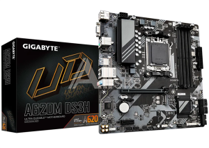 Материнская плата GIGABYTE A620M DS3H, AM5, A620, 4*DDR5, 4*SATA, 1*M.2, 1*USB 3.2, 4*USB 2.0, Type-C, 1*PCIx16, 1*PCIx1, DP+HDMI+D-Sub, mATX