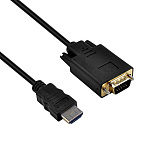 1663379 ORIENT Кабель-адаптер HDMI M C702 --> VGA 15M, длина 1.8 метра, черный