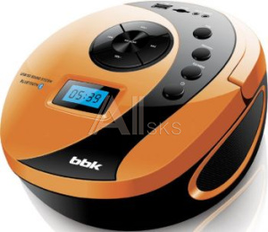 1015880 Аудиомагнитола BBK BS10BT черный/оранжевый 4Вт/MP3/FM(dig)/USB/BT/microSD