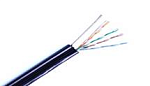 IRB11041 Кабель IRBIS UTP Кат.5e 4 пары, 0.48 мм 24AWG, PE 305м, черный, внешний с тросом 1.2mm на катушке