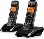 1915317 Р/Телефон Dect Motorola S1202 черный (труб. в компл.:2шт) АОН