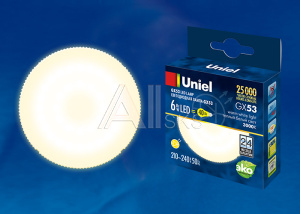 UL-00001670 Лампа светодиодная LED-GX53-6W/WW/GX53/FR PLZ01WH