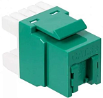 LAN-OK45U5E/180P-GN Модуль Keystone, RJ45, кат.5E, UTP, 180 градусов, со встроенной шторкой, зеленый
