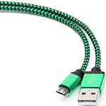 1427692 Gembird Кабель USB 2.0 Cablexpert CC-mUSB2gn1m, AM/microBM 5P, 1м, нейлоновая оплетка, алюминиевые разъемы, зеленый, пакет