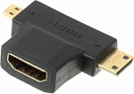 909949 Переходник аудио-видео HDMI (f)/Micro HDMI (m)/Mini HDMI (m) черный (+ Mini HDMI (Male))