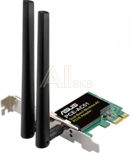 1127841 Сетевой адаптер Wi-Fi Asus PCE-AC51 AC750 PCI Express (ант.внеш.съем) 2ант.