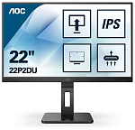 21,5" AOC 22P2DU 1920x1080 75Гц IPS WLED 16:9 4ms D-Sub DVI HDMI 4*USB3.2 1000:1 50M:1 178/178 250cd Speakers HAS Swivel Pivot Tilt Black