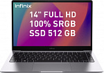 1871322 Ноутбук Infinix Inbook XL23 Core i5 1155G7 8Gb SSD512Gb Intel Iris Xe graphics 14" IPS FHD (1920x1080) Windows 11 Home grey WiFi BT Cam (T109863)