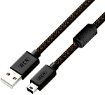 1000726463 GCR Кабель PROF 3.0m USB 2.0, AM/mini 5P, черно-прозрачный, ферритовое кольцо, 28/24 AWG, экран, армированный, морозостойкий, GCR-51199
