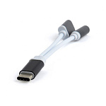 1501579 Cablexpert Переходник USB Type-C/Jack3.5 F+ Type-C F, черный, блистер (CCA-UC3.5F-02)