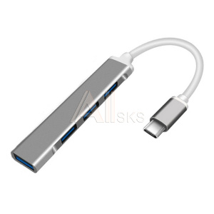 1875582 Корпус ORIENT CU-323, Type-C USB 3.0 (USB 3.1 Gen1)/USB 2.0 HUB 4 порта: 1xUSB3.0 + 3xUSB2.0, USB штекер тип С, алюминиевый , серебристый (31235)