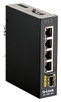 D-Link DIS-100G-5SW/A1A, L2 Unmanaged Industrial Switch with 4 10/100/1000Base-T ports and 1 1000Base-X SFP ports.2K Mac address, Jumbo Frame 9K, Auto