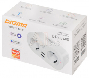 1408329 Умная розетка Digma DiPlug 400 EU Wi-Fi белый (TY1932)