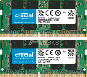 1000586259 Память оперативная Crucial SODIMM 32GB Kit (16GBx2) DDR4 2666 MT/s (PC4-21300) CL19 Unbuffered 260pin