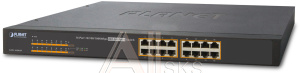 1000467393 Коммутатор PLANET Technology Corporation PLANET 19" 16-Port 10/100/1000 unmanaged Gigabit Ethernet 802.3at POE+ Switch (220W)