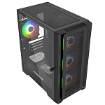 11033692 Powercase ByteFlow Micro Black, Tempered Glass, 4х 120mm ARGB fans, ARGB HUB, чёрный, mATX (CAMBFB-A4)