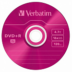 54122 Диск DVD+R Verbatim 4.7Gb 16x Slim case (5шт) Color (43556)