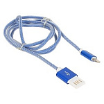 1385684 Gembird Кабель USB 2.0 Cablexpert CC-ApUSBb1m, AM/Lightning 8P, 1м, силиконовый шнур, разъемы синий металлик, пакет