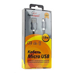 1642642 Cablexpert Кабель USB 2.0 CC-G-mUSB02Gy-1.8M AM/microB, серия Gold, длина 1.8м, титан, блистер