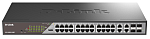 DSS-200G-28MP/A1A Коммутатор D-LINK Настраиваемый L2 PoE-коммутатор, 24x1000Base-T PoE, 4xCombo 1000Base-T/SFP, PoE-бюджет 370 Вт, дальность PoE до 250 м