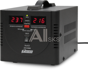 1000425518 Стабилизатор POWERMAN AVS 500D, черный, ступенчатый регулятор, цифровые индикаторы уровней напряжения, 500ВА, 140-260В, максимальный входной ток 5А,