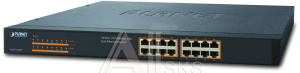 1000467392 Коммутатор PLANET Technology Corporation PLANET 19" 16-Port 10/100 unmanaged Ethernet 802.3at POE Switch (125W POE budget)