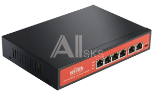 WI-PS505V Wi-Tek Неуправляемый коммутатор 4 PoE порта 100Base-TX + 2 100Base-TXPoE IEEE 802.3at/af до 30Вт на портрежим передачи PoE на 250мрежим VLAN на основе