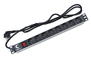 Cabeus PDU-8P-2EU Блок евророзеток для 19" шкафов, гориз., 8 розеток, 16 A, выключатель, шнур 2м, алюм. корпус, немецкий стандарт
