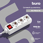 475293 Сетевой удлинитель Buro BU-PS3.3/W 3м (3 розетки) белый (пакет ПЭ)