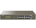 1000790239 "TEG1116P-16-150W — это неуправляемый PoE-коммутатор, разработанный компанией Tenda. Устройство соответствует стандартам IEEE 802.3af и IEEE 802.3at,