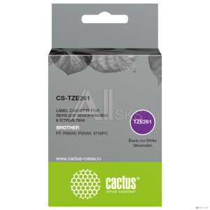 Картридж ленточный Cactus CS-TZE261 TZe-261 черный для Brother PT- P900W, P950W, 9700PC