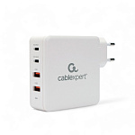 11034272 Cablexpert Зарядное устройство 100Вт GaN, QC3.0/PD, 2xUSB, 2xType-C, белый (MP3A-PC-48)
