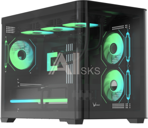 корпус Formula V Line Crystal U2M Floe Black, MATX, TYPE-C*1, USB3.0*1, Curved Glass, SIDE 2x FLOE ARGB, REAR 1x FLOE ARGB