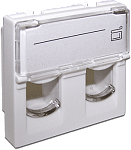 LAN-SIP-24L-WH Вставка 45x45 на 2 модуля, со шторкой и увеличенным окном маркировки, белая