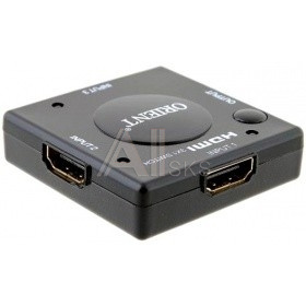 1504654 ORIENT HDMI Mini Switch HS0301L+, 3->1, HDMI 1.3b, HDTV1080p/1080i/720p, HDCP1.2, питание от HDMI, черный пл.корпус (29798)
