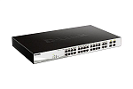 D-Link DGS-1210-28MP/F3A, PROJ L2 Smart Switch with 24 10/100/1000Base-T ports and 4 1000Base-T/SFP combo-ports (24 PoE ports 802.3af/802.3at (30 W),
