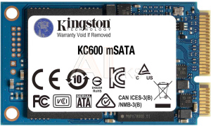 1000618272 Твердотельный накопитель/ Kingston SSD KC600, 1024GB, mSATA, SATA3, 3D TLC, R/W 550/520MB/s, IOPs 90 000/80 000, DRAM buffer 1024MB, TBW 600, DWPD